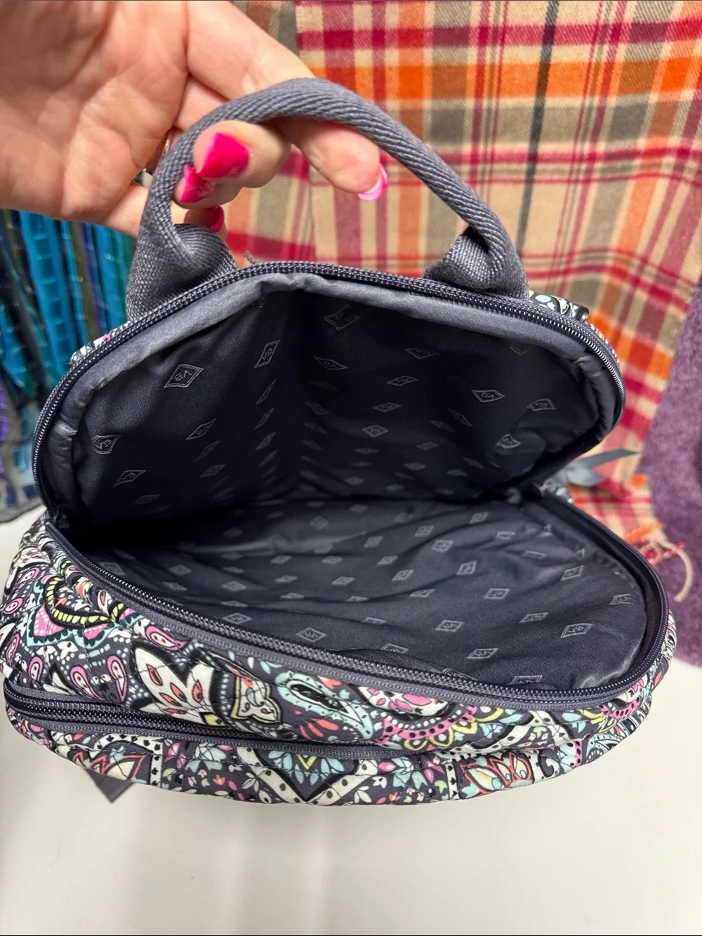 Vera Bradley Black and Pink Paisley Quilted Campus Backpack